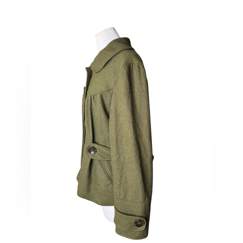 Hazel Wool Blend Olive Green Coat Jacket Size Large - Picture 3 of 8